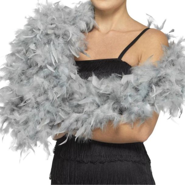 Silver Deluxe 80g Feather Boas - 180cm Long