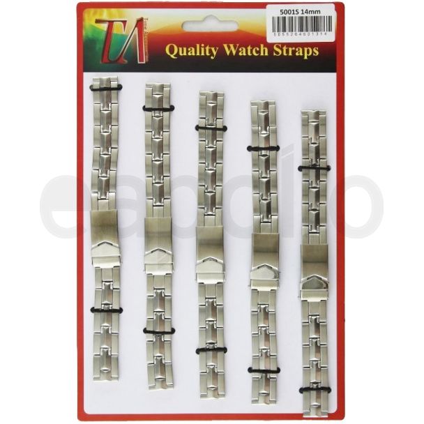 Silver Link Style Metal Bracelet Watch Straps - 14mm