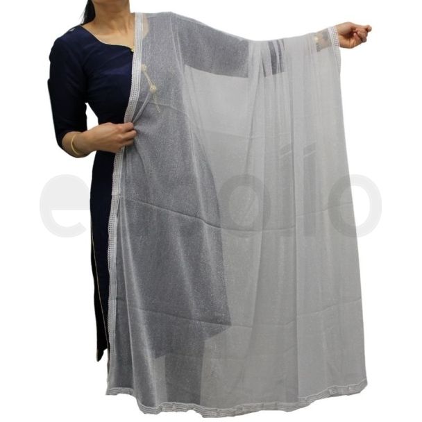 Ladies Lycra Silver Ethnic Dupatta 