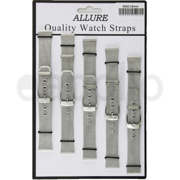 Silver Mesh Metal Watch Straps with Pin Buckle - 18mm
