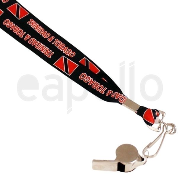 Wholesale Silver Whistle With Lanyard - Trinidad & Tobago Flag Design