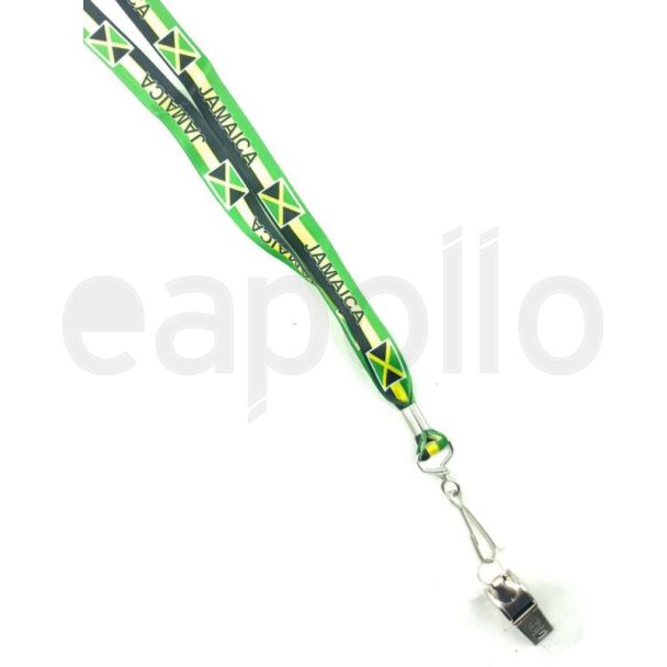 Silver Whistle With Lanyard Jamaica Flag