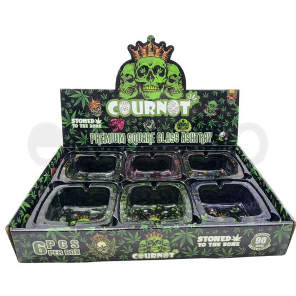 Cournot Premium Square Glass Ashtray - Assorted (9.3x4.3cm) 