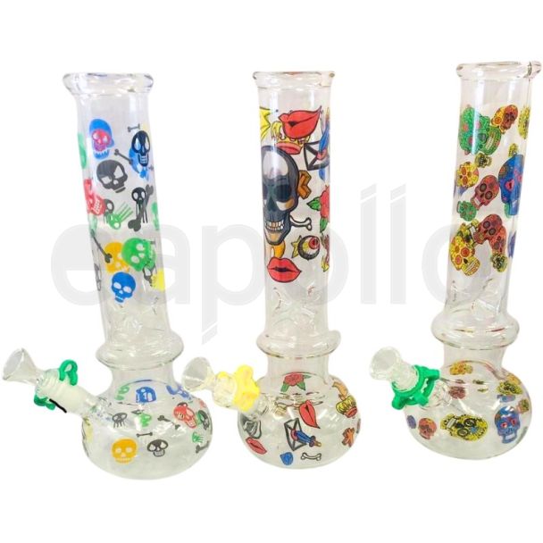 Skull Design Glass Waterpipe - Assorted (12inch)