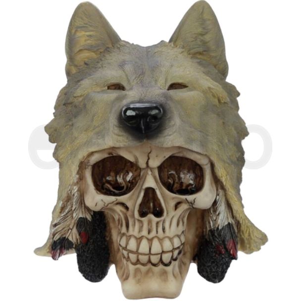 Skull with Wolf Head Decoration Ornament