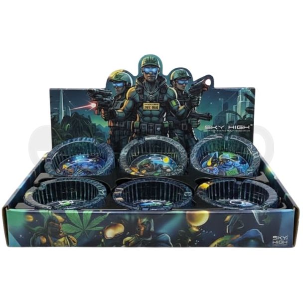Sky High Glass Ashtray - Assorted (8.5x3.5cm)