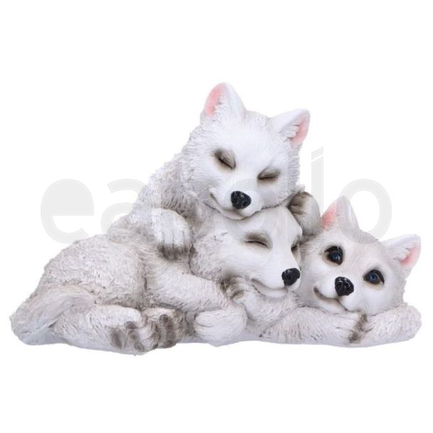 Sleepy 3 Pups Wolf Figurine 14cm