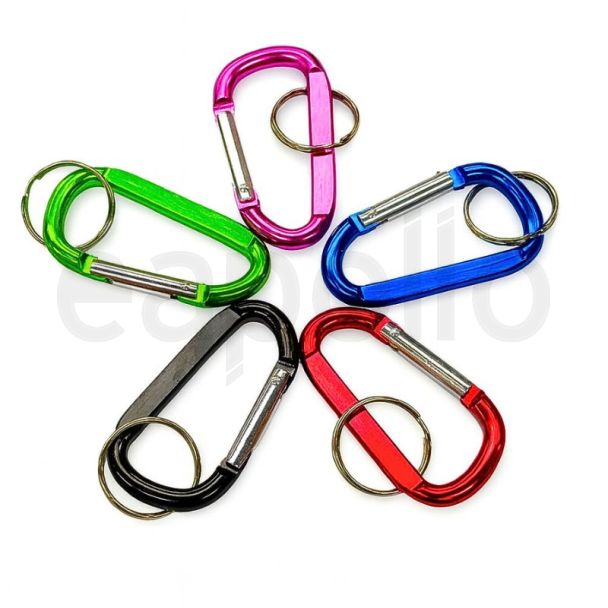 Small D Shape Carabiner Clip 60mm Aluminium Alloy Keychain - Assorted 