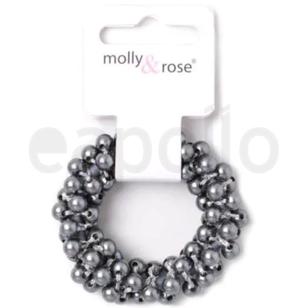Small Dark Grey Beaded Hair Scrunchie - 5cm