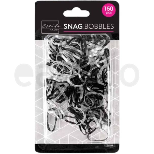 Snag Free Hair Bobbles – Black & Clear Assorted (150 Pack)