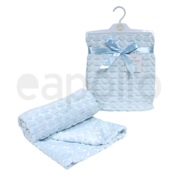 Snuggle Baby Heart Shape Waffle Wrap - Sky Blue