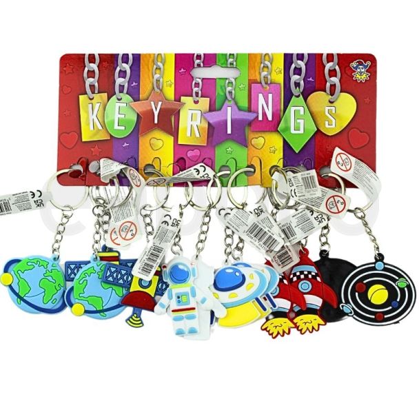 Space Theme Silicon Keyrings (5cm) - Assorted Designs