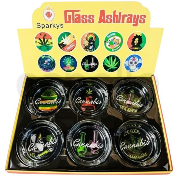 Sparkys Glass Ashtray Leaf Design - Assorted (10 x10x 3.8 cm)