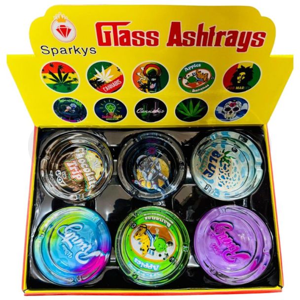 Sparkys Glass Ashtray Mix Design - Assorted