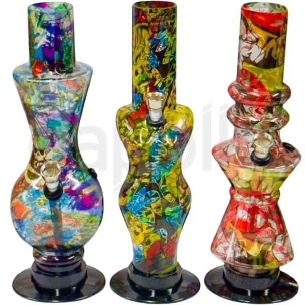 Sparkys Printed Acrylic Waterpipe - Assorted (10 Inch)