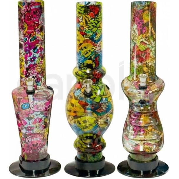 Sparkys Printed Acrylic Waterpipe - Assorted (12 Inch)