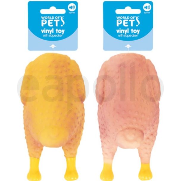 Squeaky Vinyl Roast Chicken Dog Toy - Assorted Colour