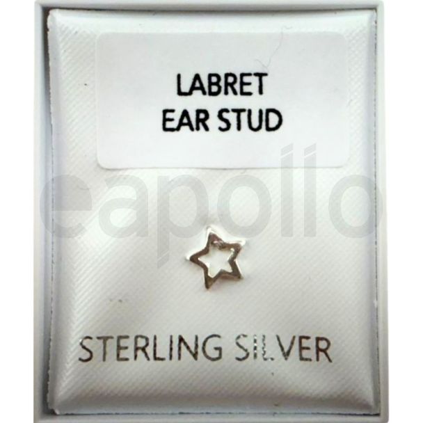Star Design Labret Ear Studs - Externally Threaded (5mm)