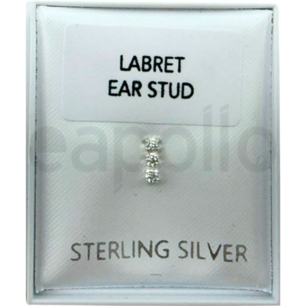 Clear Crystal Labret Ear Studs - Externally Threaded (5mm)