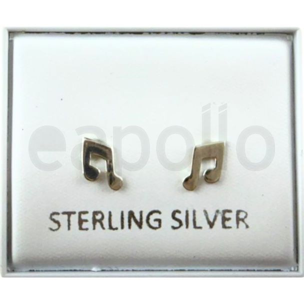 Sterling Silver Music Note Design Ear Studs (5mm)