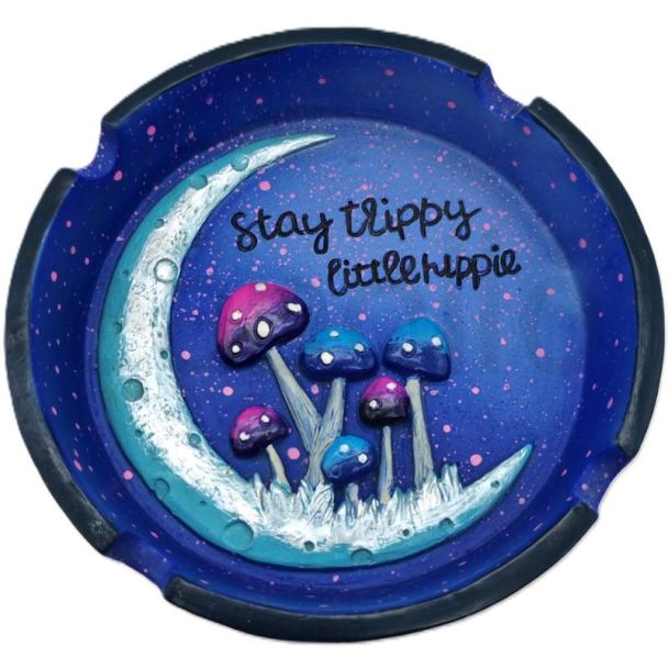 Wise Skies Stay Trippy Little Hippie Ashtray - Blue