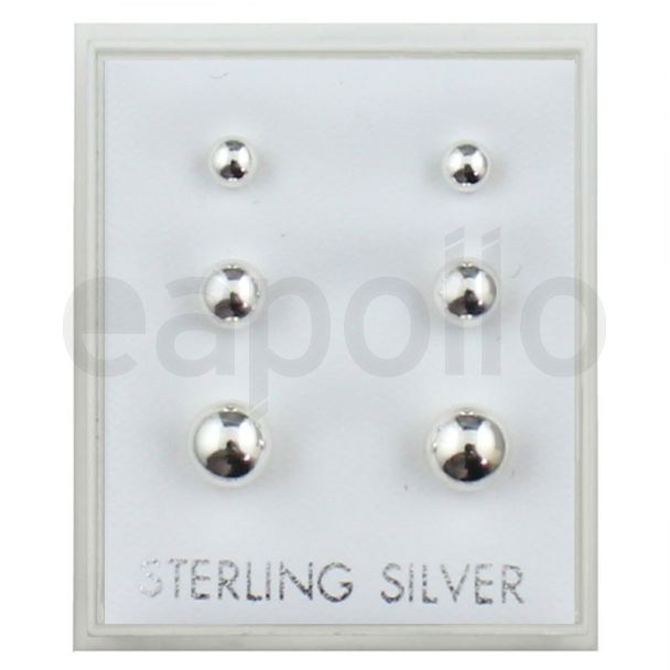 Sterling Silver Ball Studs - Assorted Sizes