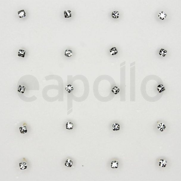 Sterling Silver Claw Square Set Nose Studs - Clear (1.5 mm)