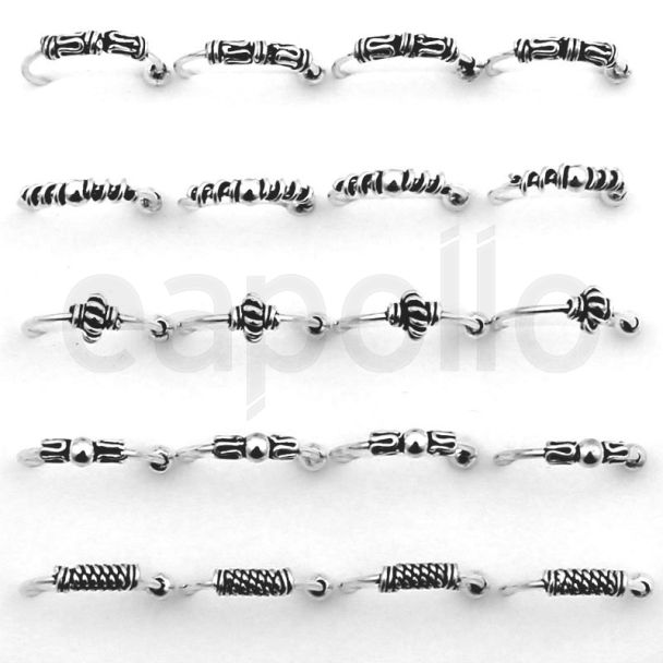 Sterling Silver Nose Rings - Assorted Bali Style Designs