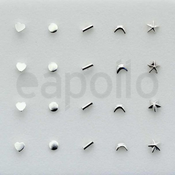 Sterling Silver Nose Studs - Assorted Shape Designs