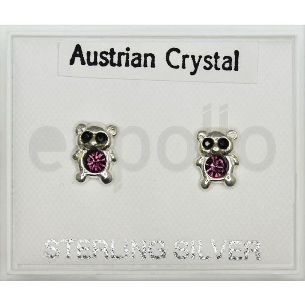 Sterling Silver Teddy Studs-Assorted Colours (6mm)