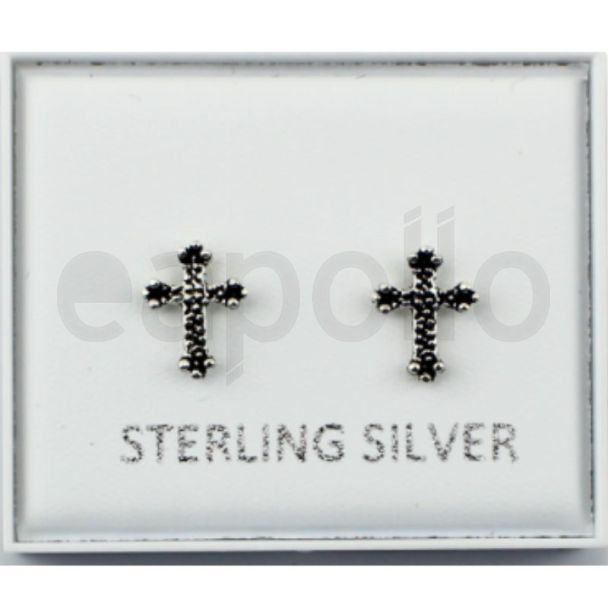 Sterling Divine Cross Ear Studs 10mm
