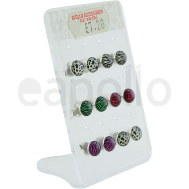 Sterling Silver Animal Print Ear Stud Earrings