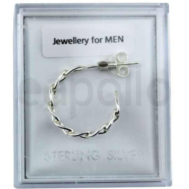 Sterling Silver Chain Style Half Hoop Earring (16mm)