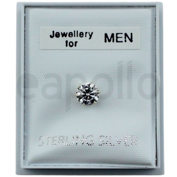Sterling Silver Clear Cubic Zirconia Round Ear Stud (5mm)