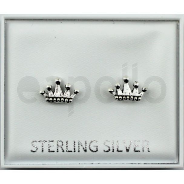 Sterling Silver Crown Design Ear Studs 5mm