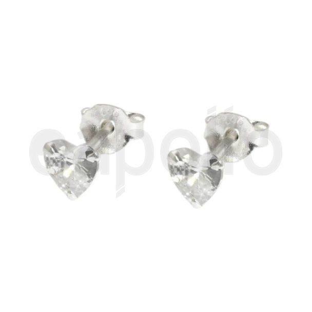 Sterling Silver CZ Clear Heart Ear Stud 5mm