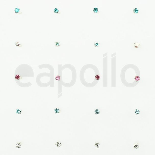 sterling silver diamante nose pins - Assorted colours (1mm)