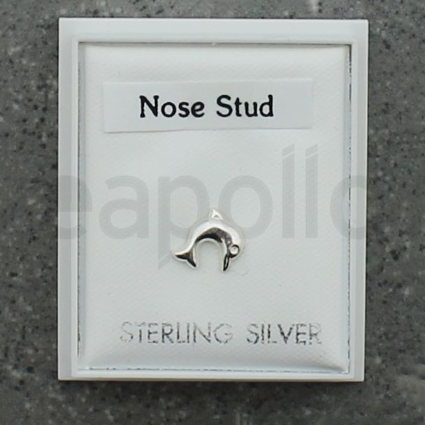 Sterling Silver Dolphin Design Nose Studs - 8mm
