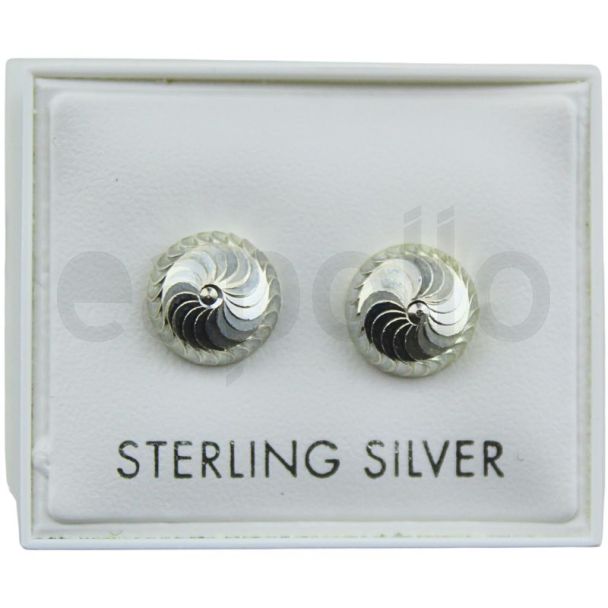 Sterling Silver Dome Stud with Swirl Pattern Detail (8mm)