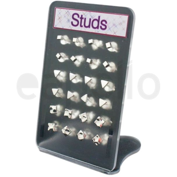 Sterling Silver Ear Studs - 3 Assorted Shapes 