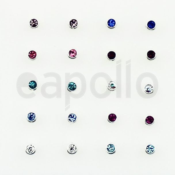 Sterling Silver Enclosed Nose Wires - Assorted Colours (2.5mm)