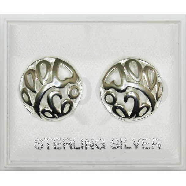 Sterling Silver Filigree Elegant Round Dome Earrings 12mm