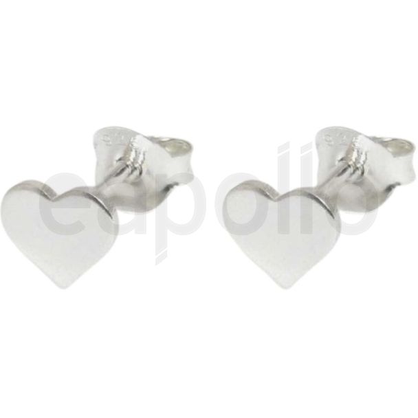 Sterling Silver Flat Heart Ear Studs (4mm)