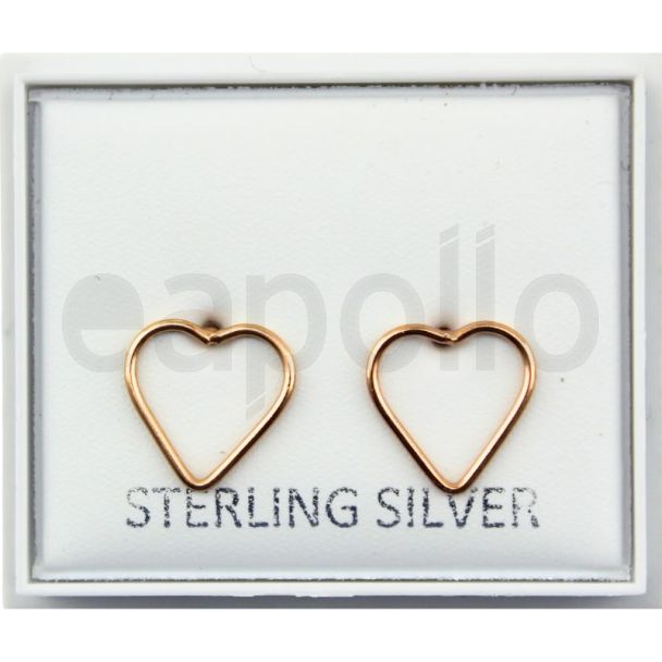 Sterling Silver Gold Heart Studs - 10mm