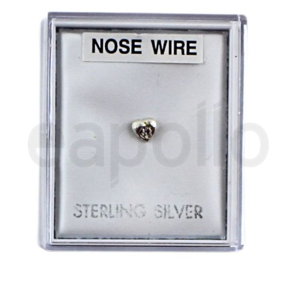 Sterling Silver Heart Shaped Design Nose Wire - 3mm