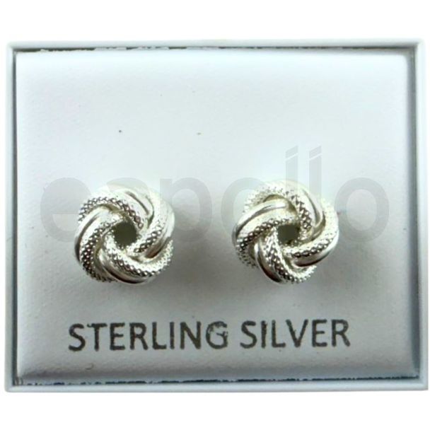 Sterling Silver Knot Design Ear Studs (8mm)