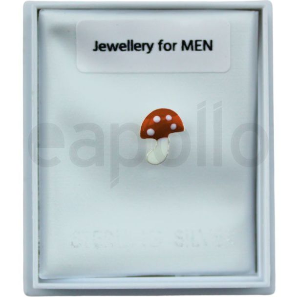 Sterling Silver Magic Mushroom Ear Stud – 7x8mm