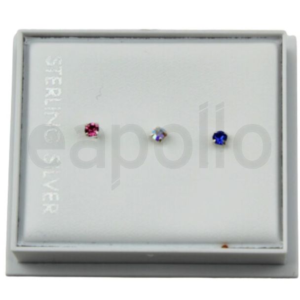 Sterling Silver Nose Pins - 3 Assorted Designs