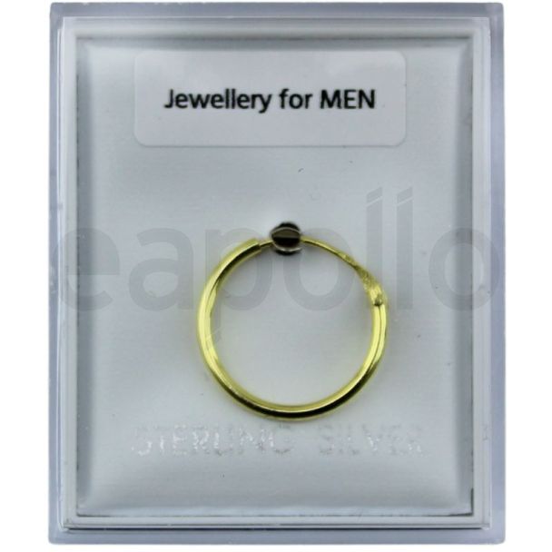 Gold Plated Sterling Silver Plain Hoop Earrings – 14mm