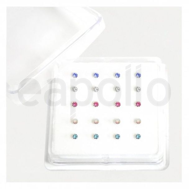 Sterling Silver Round Claw Set Nose Pins Bobble Back - Assorted 